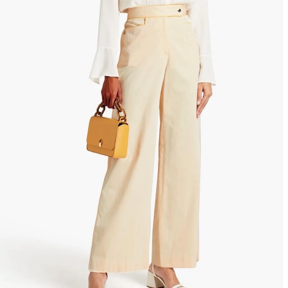 Tory Burch Ice Lemon Cotton Wide-Leg Pants 00